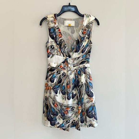 Anthropologie Dresses & Skirts - Anthropologie x Liefsdottir Floating Feathers Print Silk Dress, Blue/Cream, 0